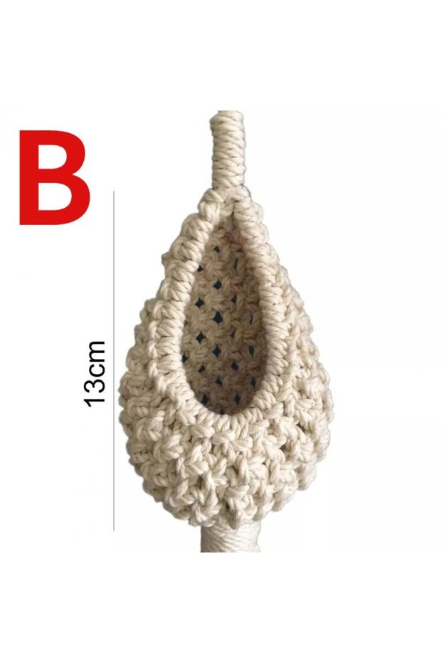 B Hanging Basket Hand-woven Pineapple Shape Landscaping Cotton Macrame Flower Planter for Living Roo