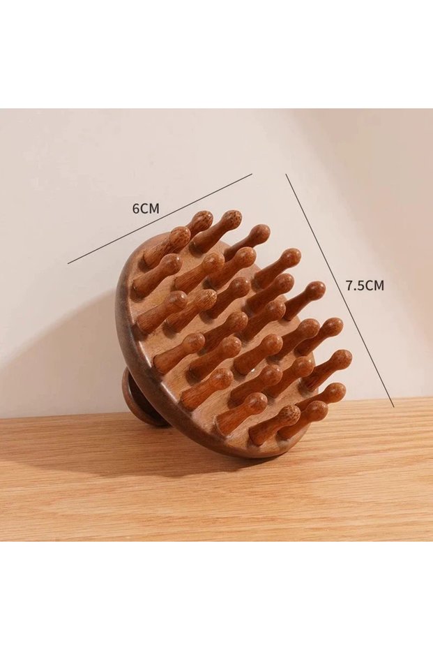 Roud Multi-Functional Wooden Therapy Massage Comb Scalp Head Massager Natural Sandalwood Hair Brush