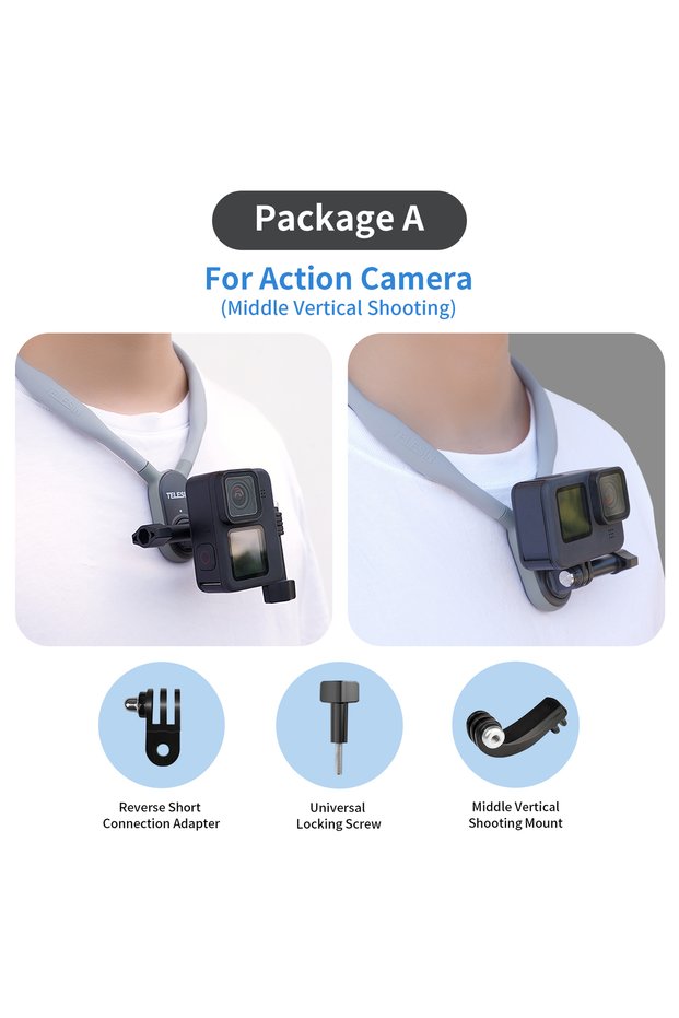 No Phone Clip TELESIN Silicone Neck Hold Mount for GoPro Hero 13 12 11 10 9 8 Insta360 DJI Osmo Acti