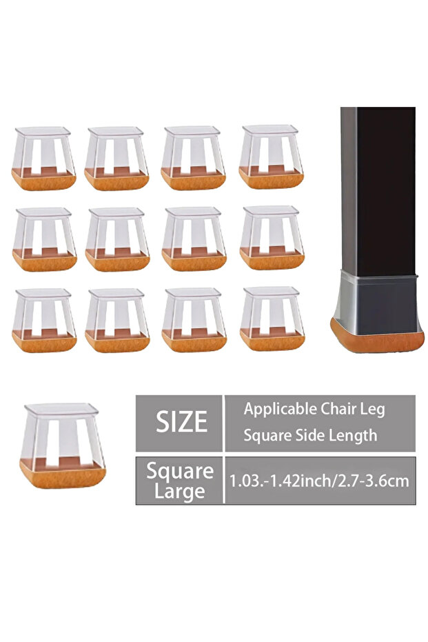 20 pcs L ( Fit 2.7-3.6cm ) 20 PCS Chair Leg Protectors Rectangle for Hardwood Floors Silicone Caps