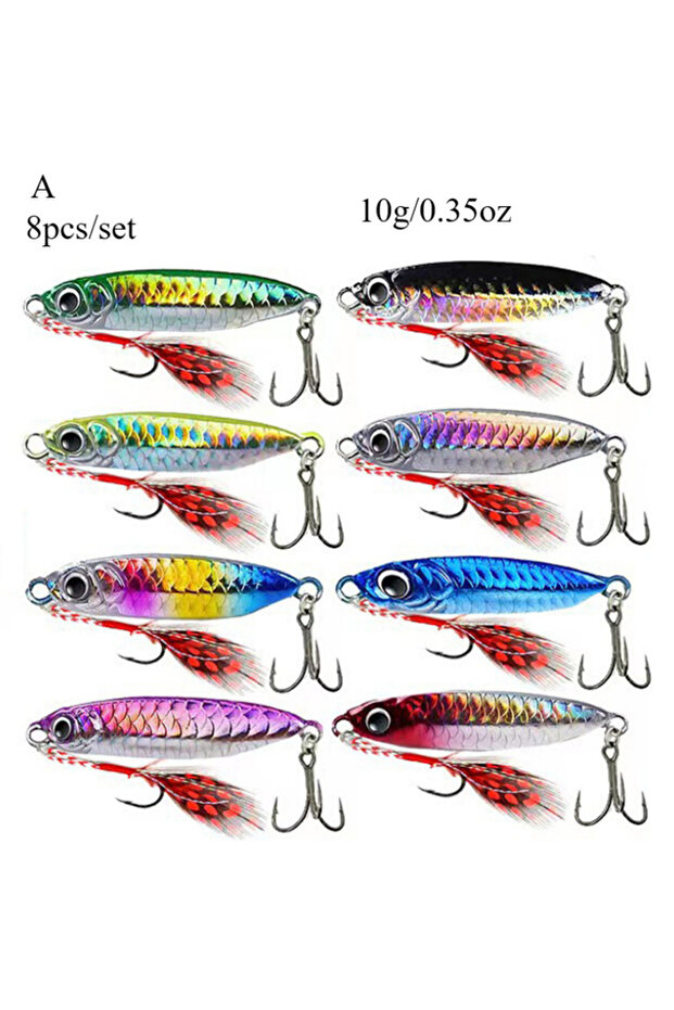 A 10g 8pcs Ackibbik 8pcs Metal Jig Spoon 10g/30g Cast Jigging Spoon Saltwater Jig Shore Jigging Lure