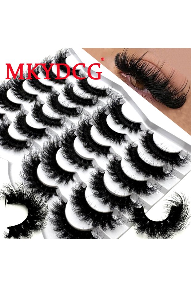 12pairs-MD08 12 Pairs Natural Messy Eyelashes Faux Mink Eyelashes Long Lasting Fluffy Mink Lashes Dr