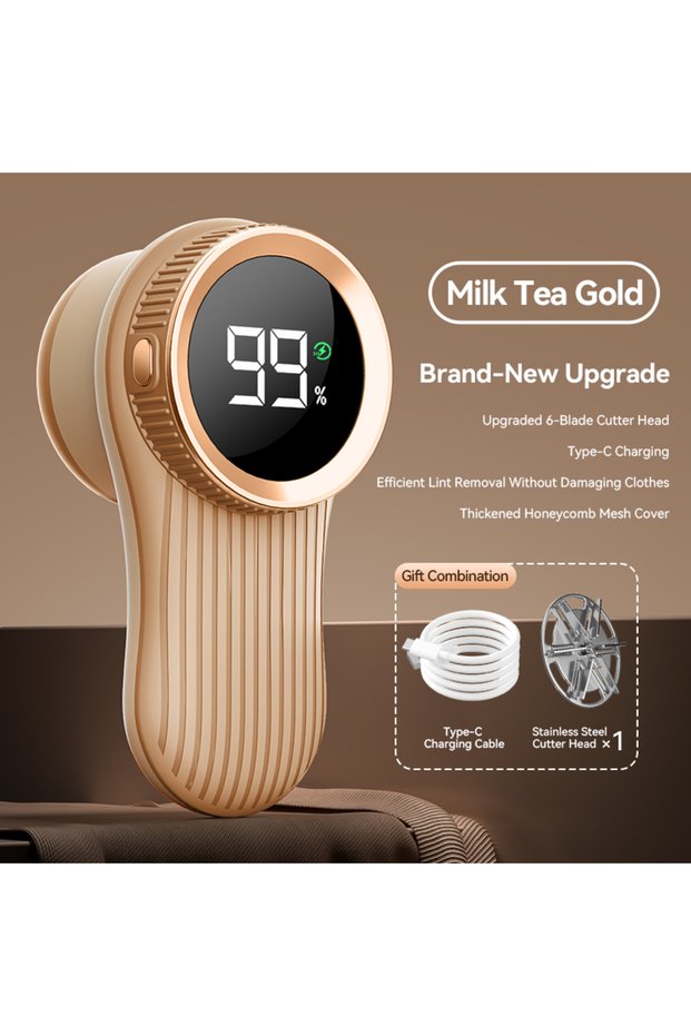 Golden Portable Lint Remover Electric Fuzz Pellet Remover for Clothing LED Display Rechargeable for