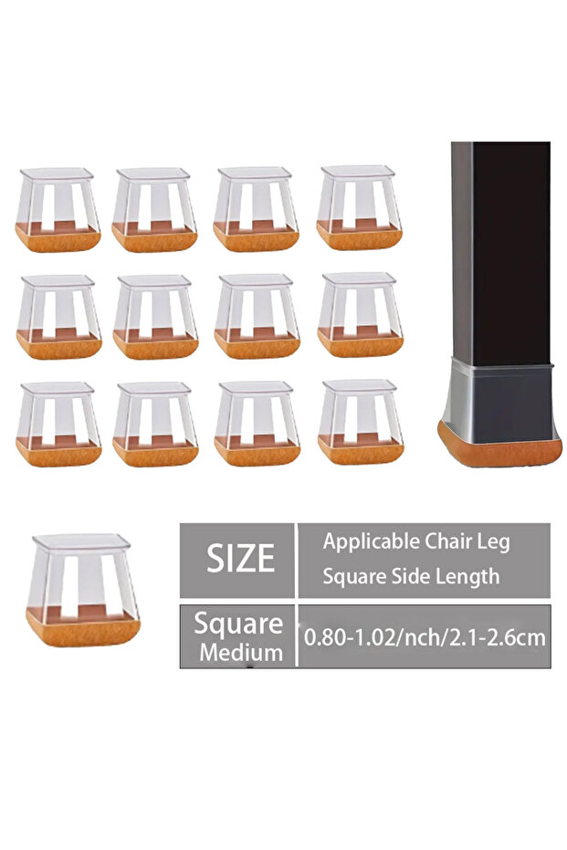 20 pcs M ( Fit 2.1-2.6cm ) 20 PCS Chair Leg Protectors Rectangle for Hardwood Floors Silicone Caps