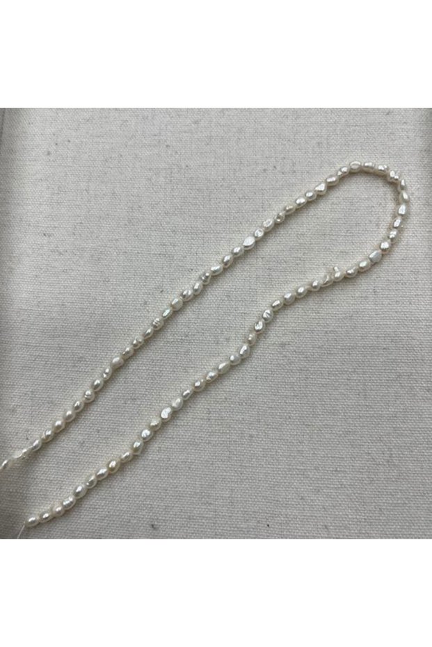 3-4mm WHITE 3-4mm Irregular Striped Natural Pearls Freshwater White Necklace Semi-Finished DIY Mate