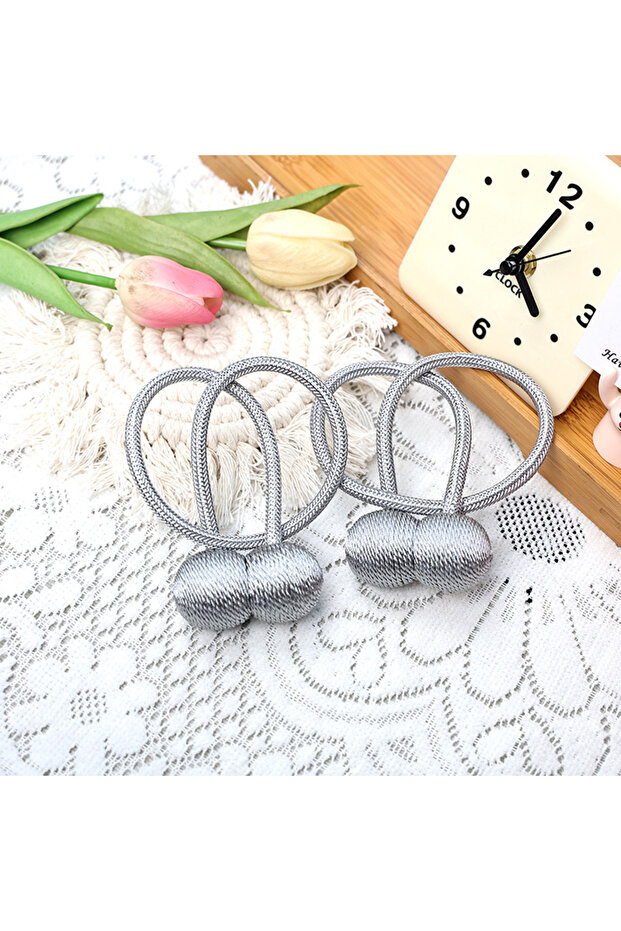 Grey 2pcs/pair Magnetic Curtain Tiebacks Earphone Design Curtain Holdbacks Living Room Bathroom Show