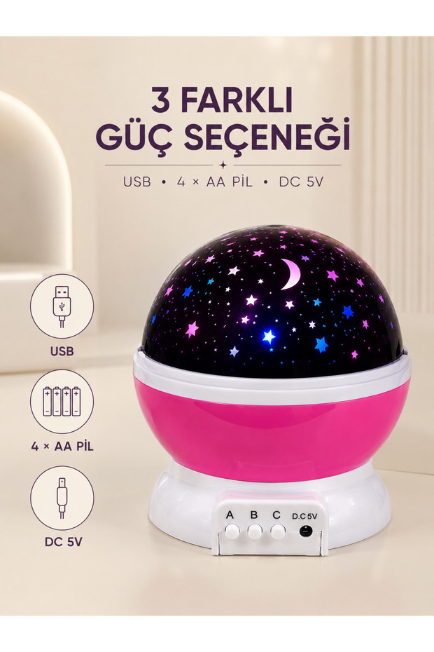 Pink Starry Night Light Rotating Sky Projection Light -