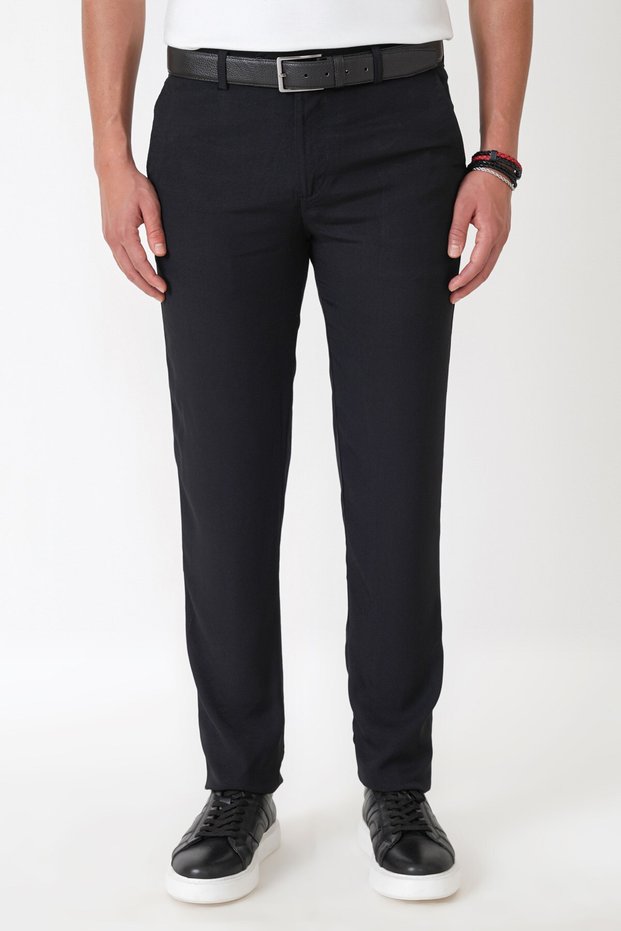 Comfort Fit Cotton Black Trousers with Side Pockets P 1225