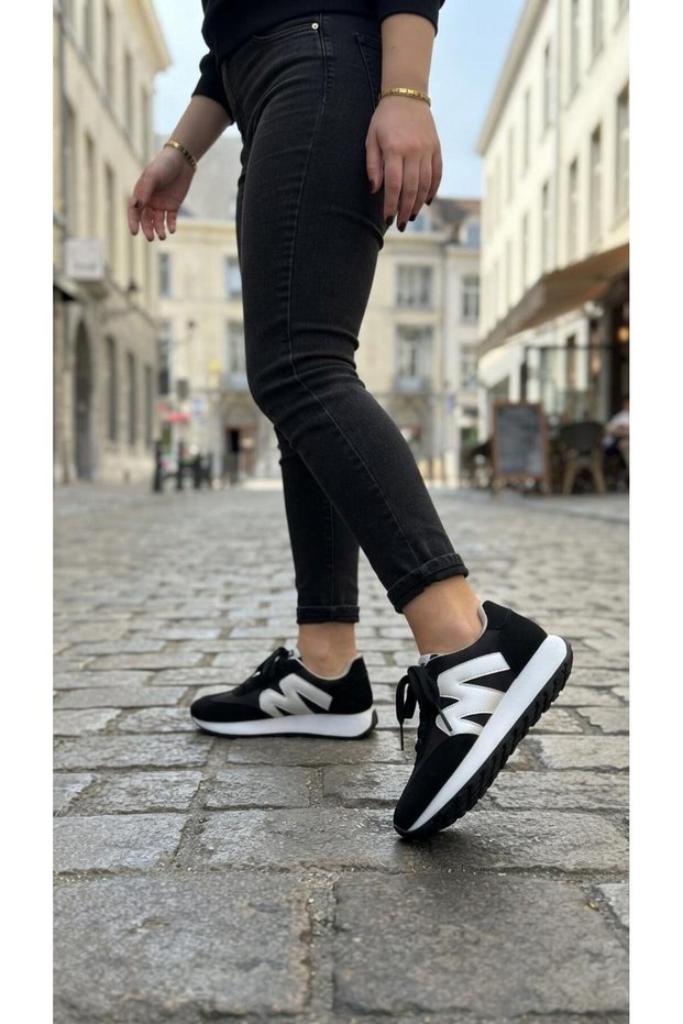 Black Suede Lace-Up Women's Casual Sports Ava