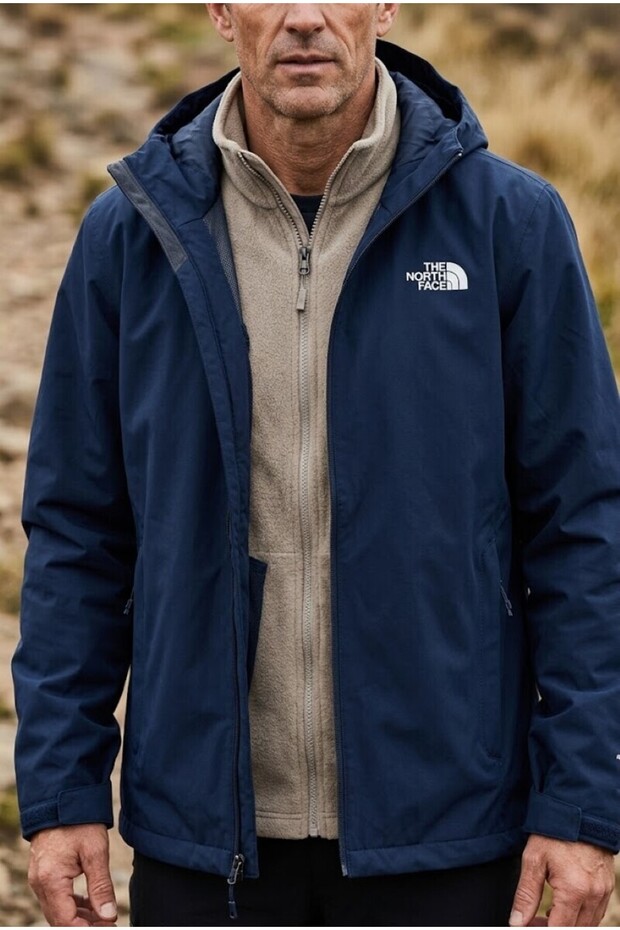 M Quest Triclimate Men's Outdoor Jacket (3 in 1) Nf0A8G0Sv0Y1 Navy Blue