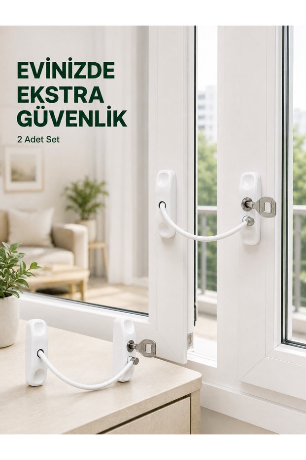 Cable Window Lock Safety Device with Key for Child Safety 2 Pieces