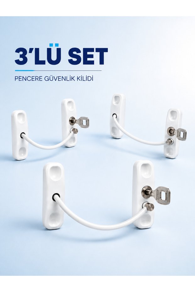 3-Piece Keyed Window Lock Safety Lock Set for Child Safety