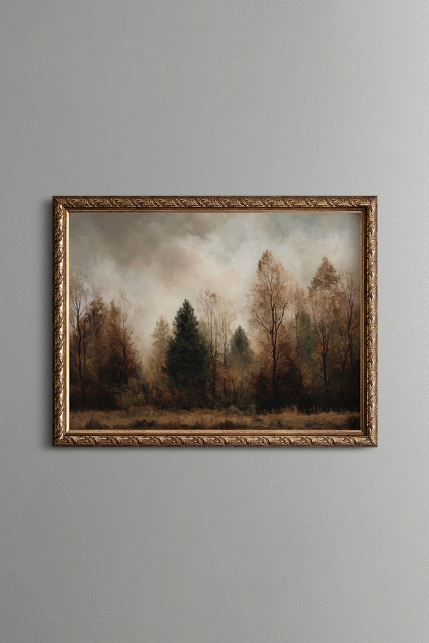 Forest Scenery with Autumn Colors - Vintage Patterned Painting - Fine Model