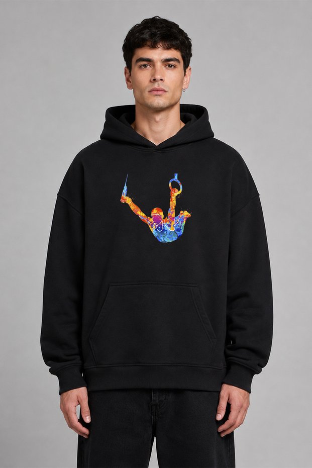 Ballerina 6 Design Pre-Printed Oversize Black Hooded Sweatshirt