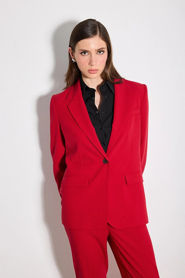 Single Button Classic Jacket - Red