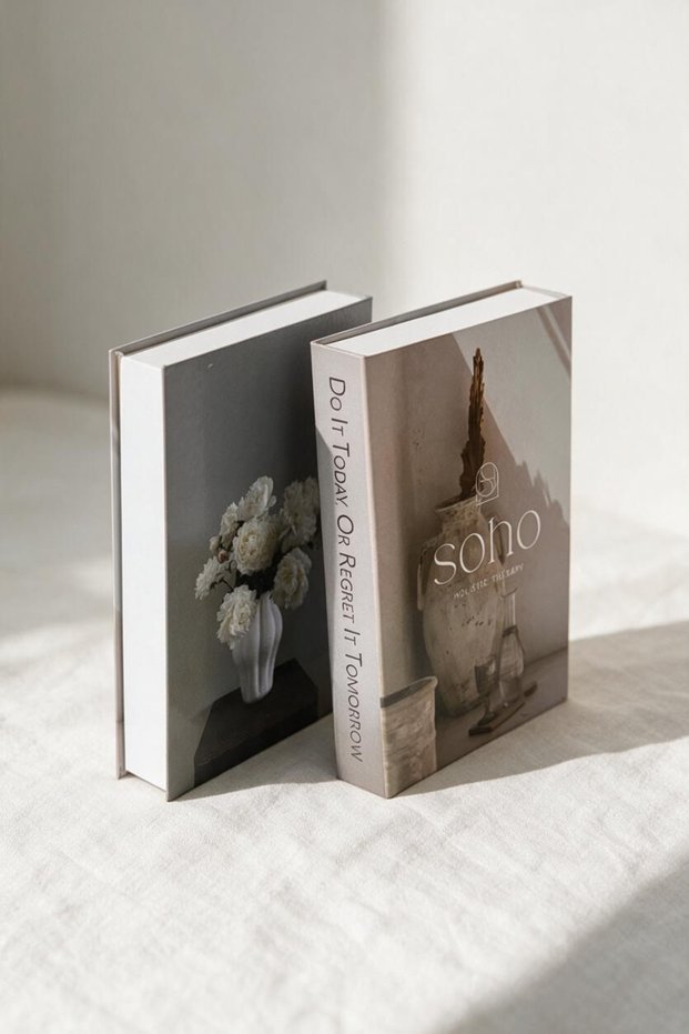 Beige Cream Tones Soho Decorative Book Box Storage Box Home and Office Accessory