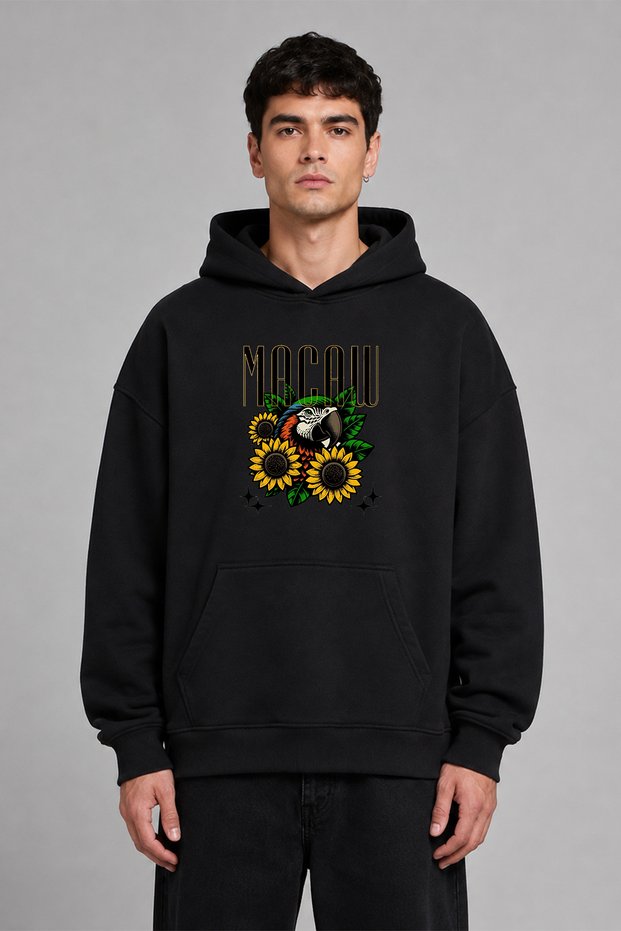 Macav Design Pre-Printed Oversize Black Hooded Sweatshirt