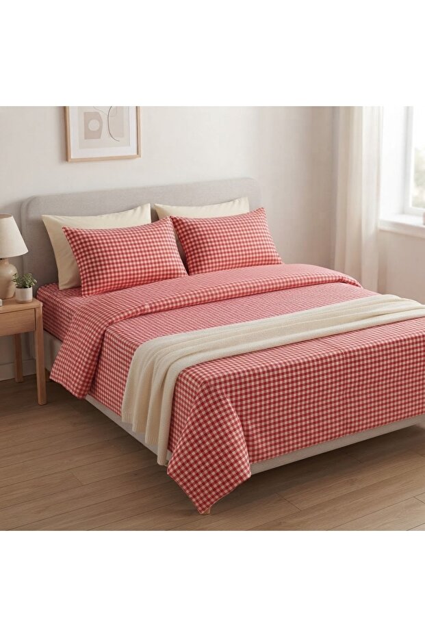 Cotton Ranforce Fabric Double Bedding Set 200 X 220 Red Polka Dots