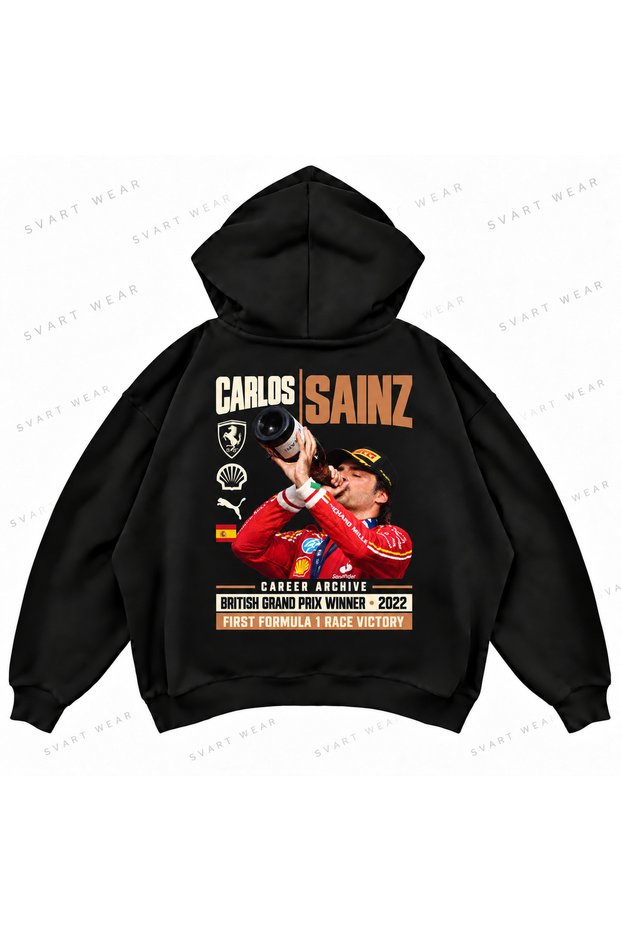 Carlos Sainz F1 Front and Back Printed Oversize Boxy Hoodie