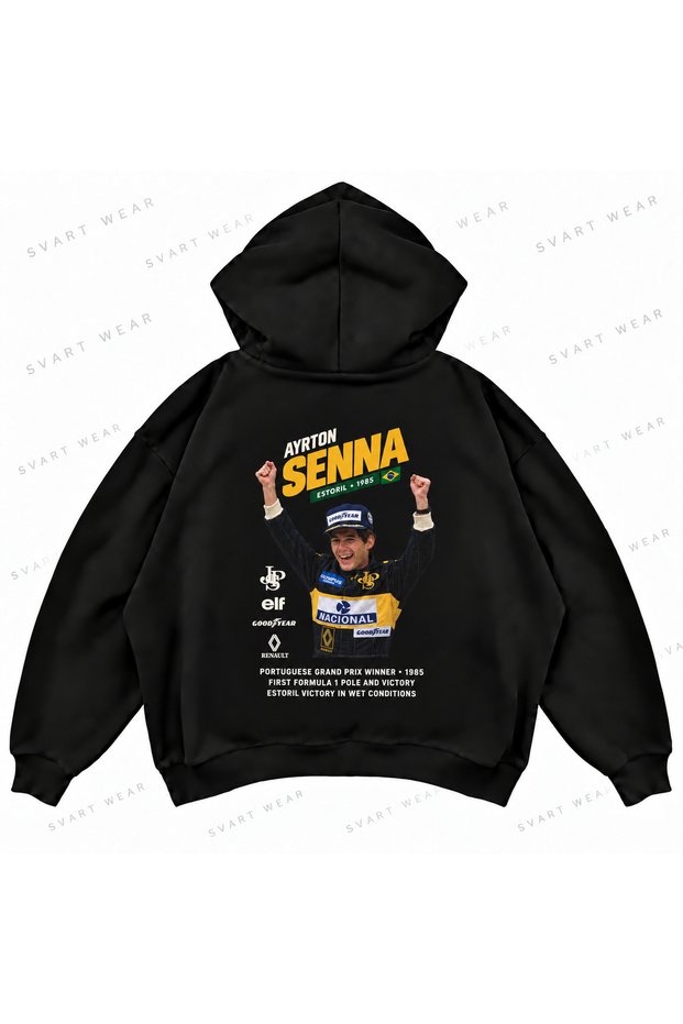 Ayrton Senna F1 Printed Oversize Boxy Hooded Hoodie Sweatshirt