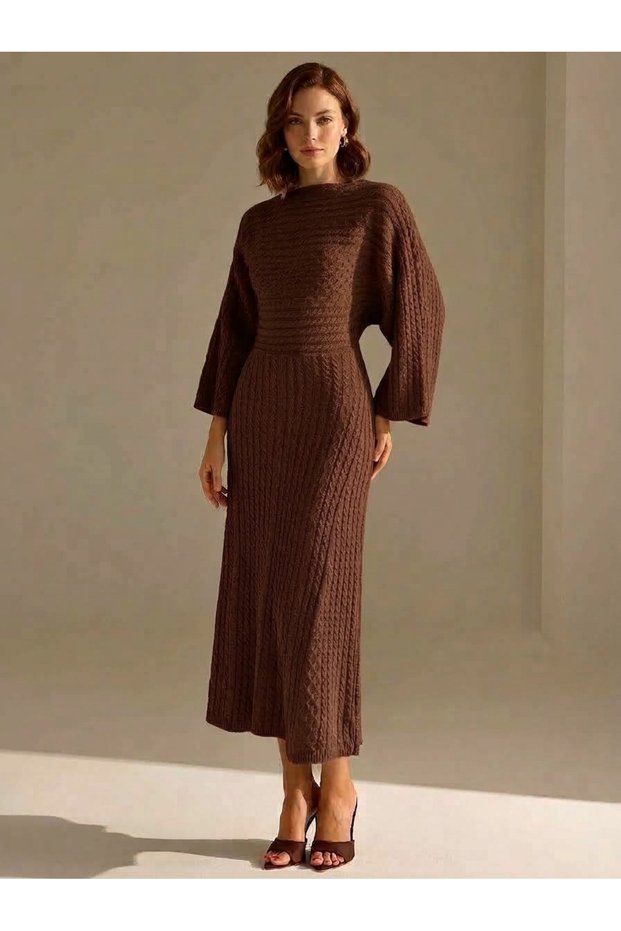 Women's Knitwear Bat Sleeve Long Dress