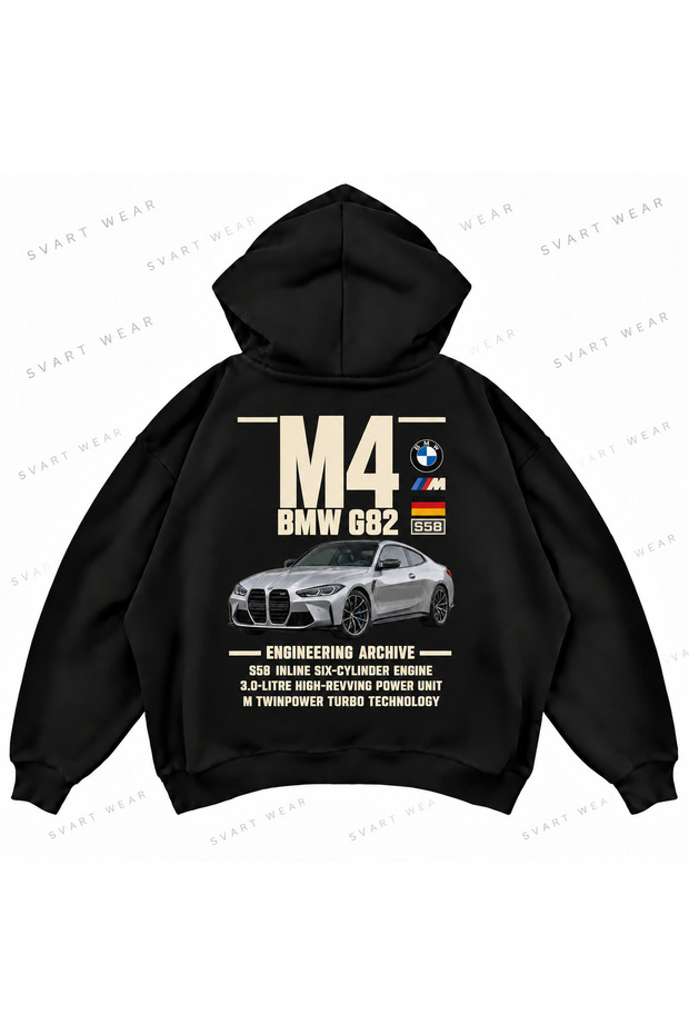 Bmw M4 G82 Front and Back Printed Oversize Boxy Hoodie