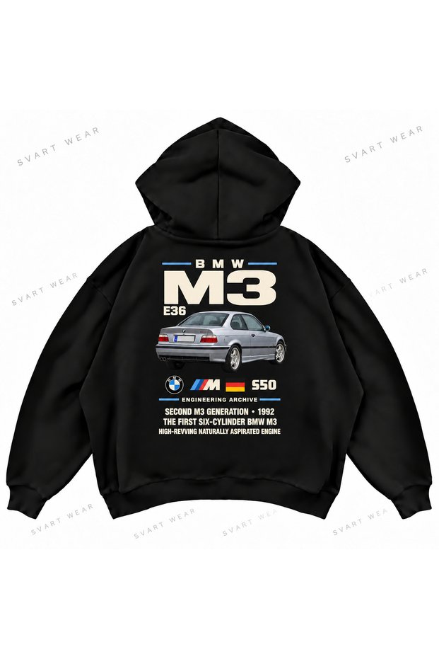 Bmw M3 E36 Printed Black Oversize Boxy Sweatshirt