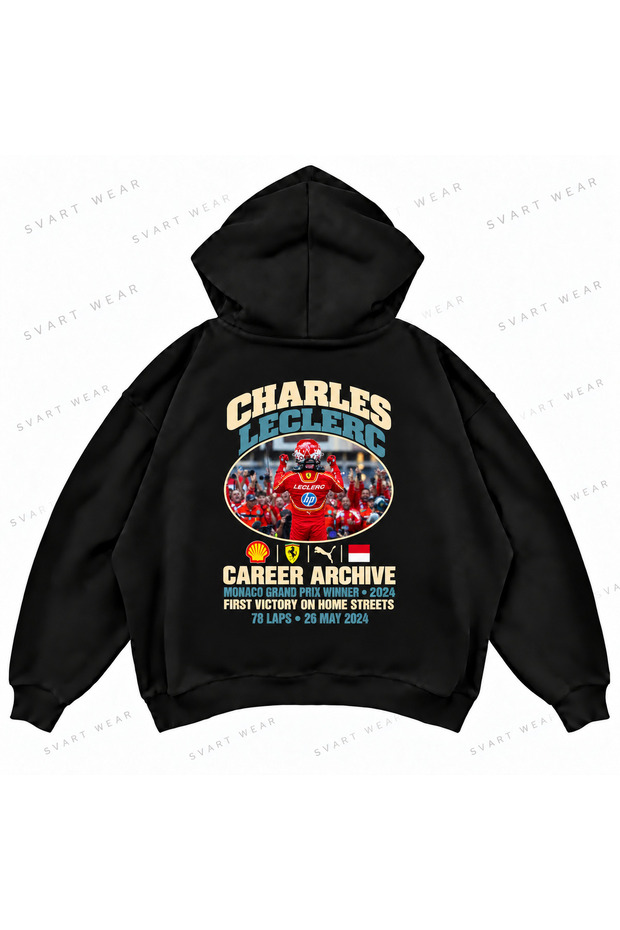 Charles Leclerc F1 Front and Back Printed Oversize Boxy Hoodie