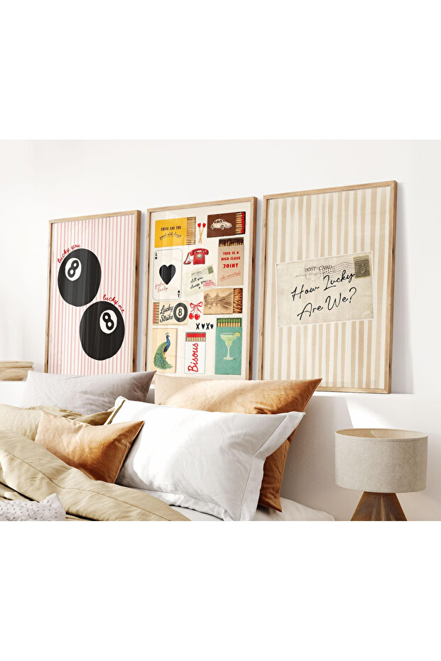 3 Piece Painting with Wooden Frame Qmrc