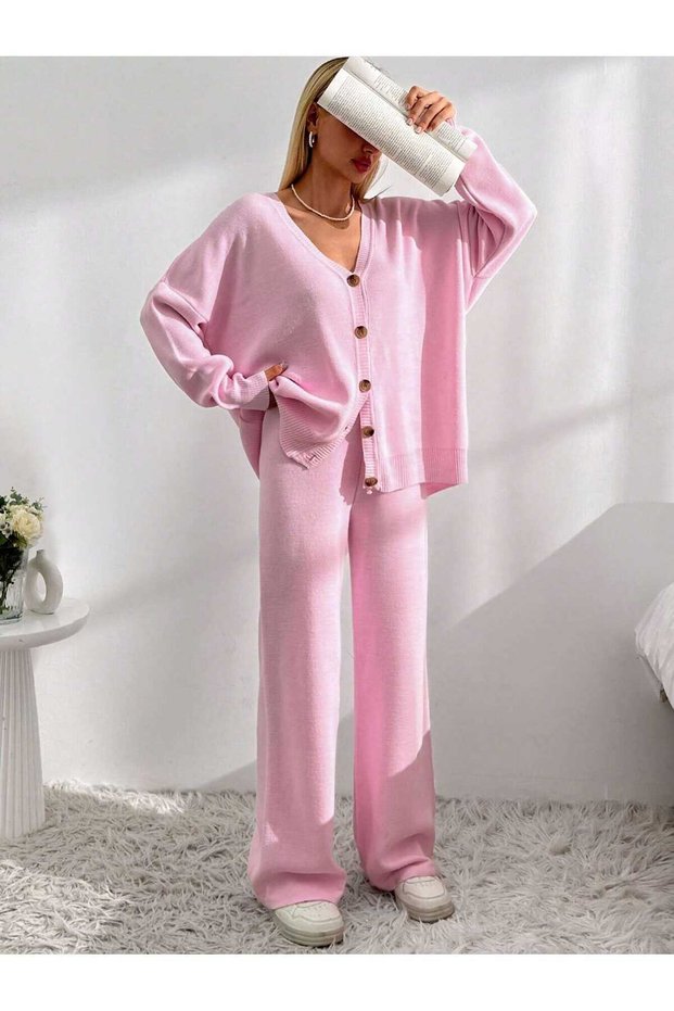 BASIC CARDIGAN PANTS TOP-BOTTOM SET
