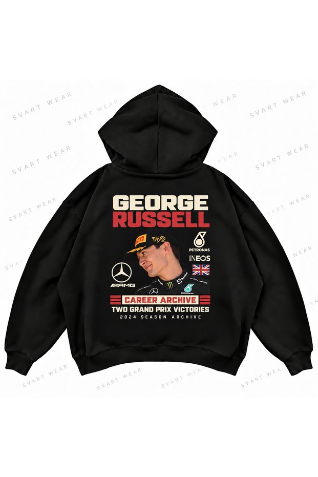 George Russell F1 Front and Back Printed Oversize Boxy Hoodie