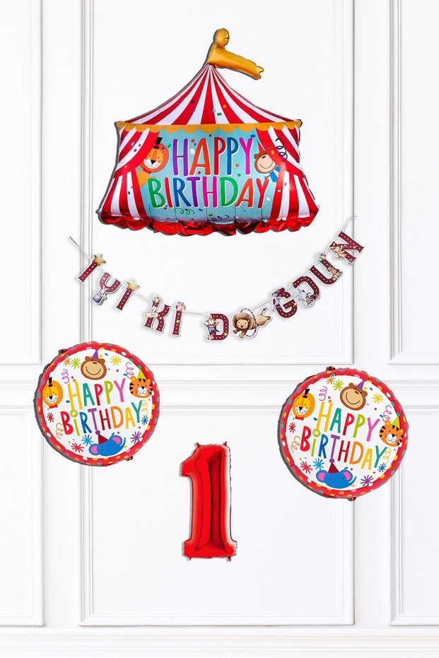 Circus Theme 1St Birthday Round and Circus Tent Balloon Set Set277 1