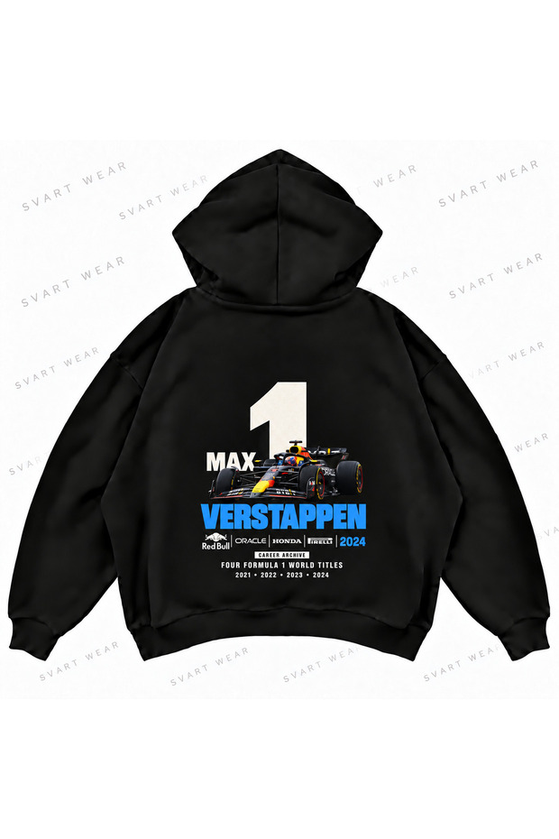 Max Verstappen F1 Printed Oversize Boxy Hooded Hoodie Sweatshirt