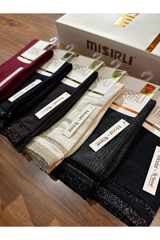Women's Premium Modal Seamless Tulle Detailed Comfortable Casual Socks 6-Pack
