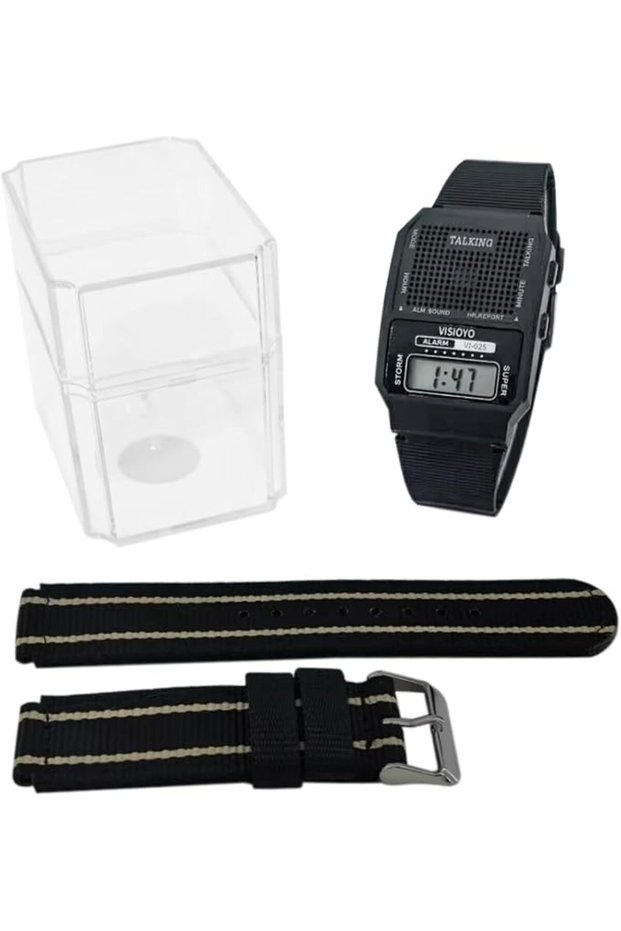 Arabic Speaking Rectangle Watch for Blind and Visually Impaired - with Alarm Function, Silicone Stra
