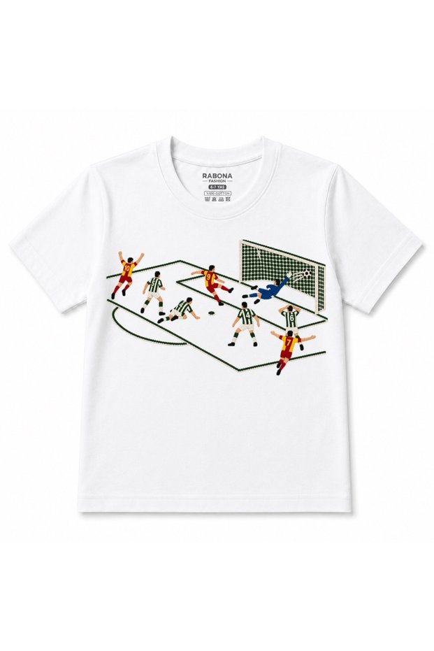 Red & Yellow Breakthrough Goal Football Action Graphic Kids T-Shirt