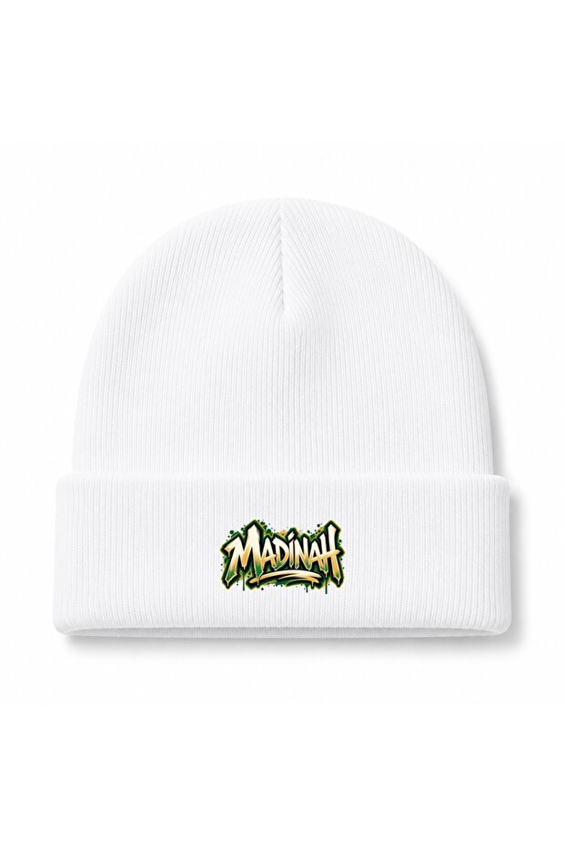 Madinah Golden Graffiti Lettering Graphic Beanie