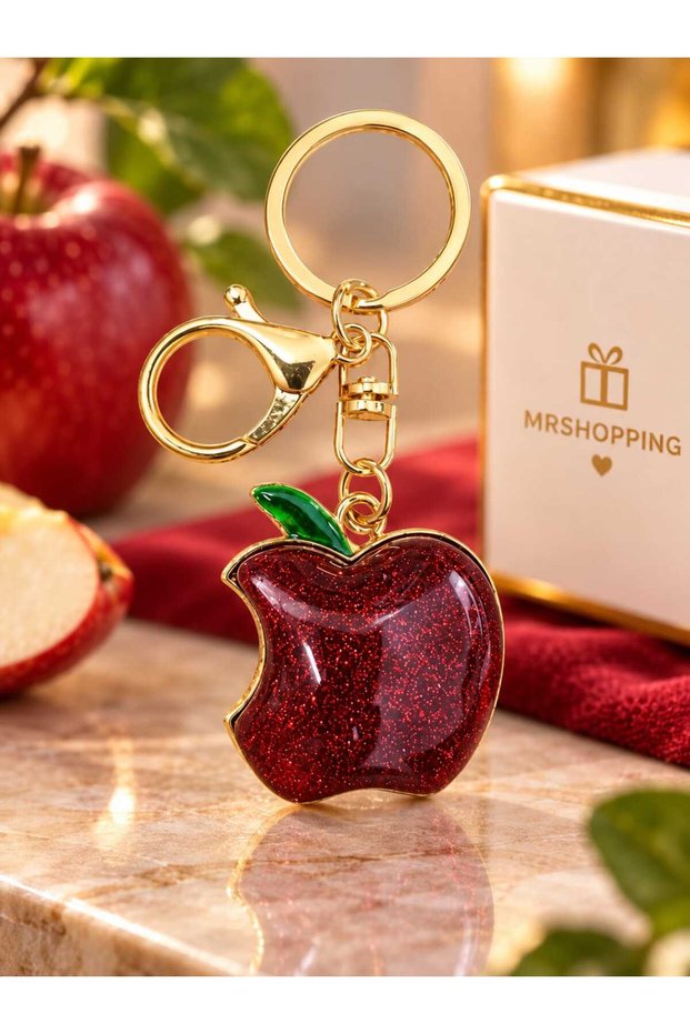 Mr Fruit Figured Shiny Stone Keychain and Bag Accessory – Apple, Strawberry, Cherry