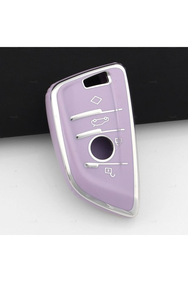 Bmw Compatible 1, 3, 5, 6, 7 Series, G32, G30, G20, G11, X1, X3, X5, X6, X7, Z4, m Silver Edge Tpu Key Case Cover (Lilac)