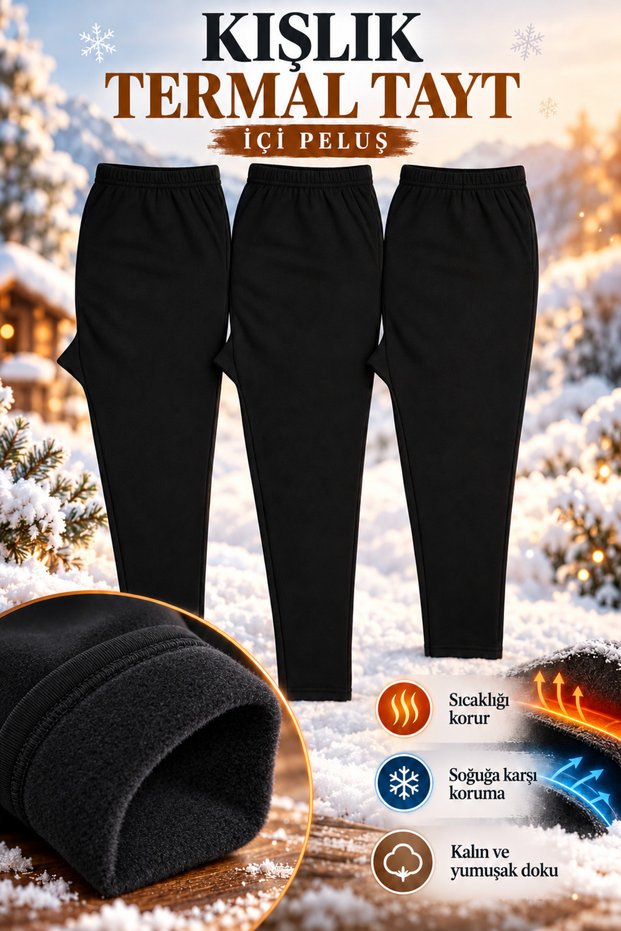 Cold-Proof Thermal Tights Unisex Winter Unisex Underwear with Light Plush Inside Warm-Keeping Tights 3-Piece Set
