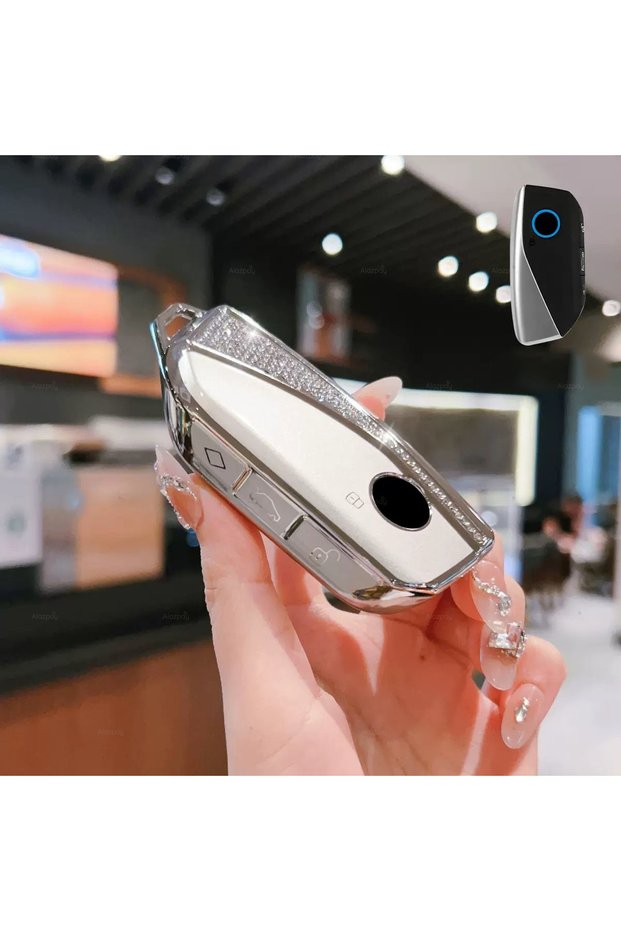 For Bmw I7 I5 I4 Ix X1 X5 X6 X7 Xm 2 3 4 5 7 Series Stone Pattern Tpu Key Case Cover(White)