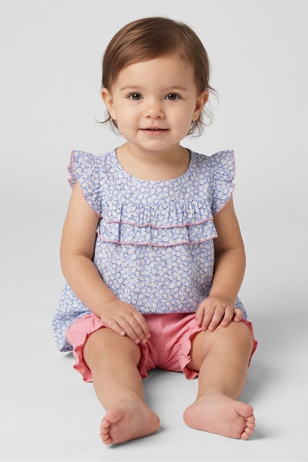 Toddlers Girl 2 Pieces Floral Print Dress And Shorts Set, Multicolor