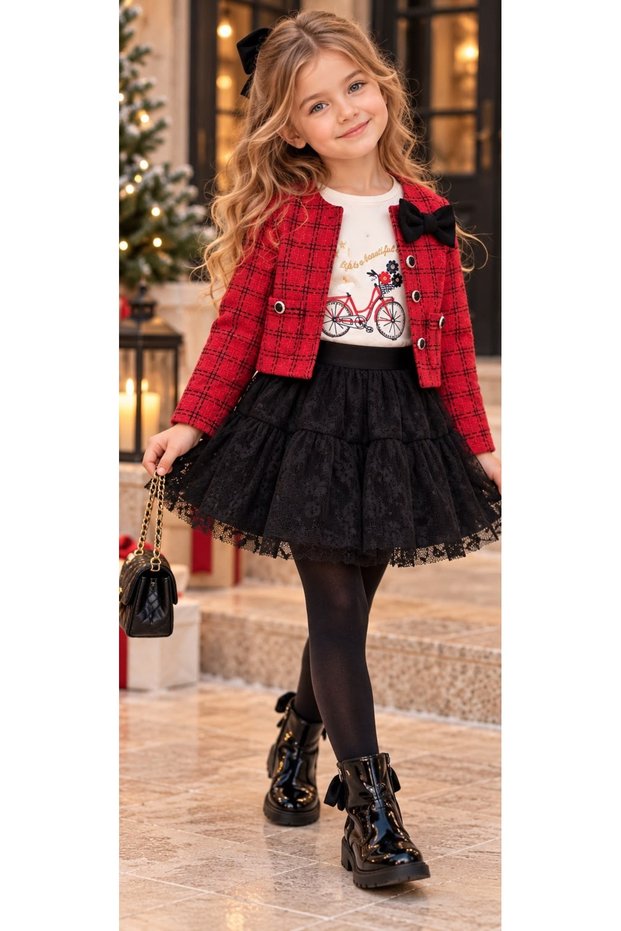 Jacketed 3-Piece Girls' Top and Bottom Set 2-5 Years Old
