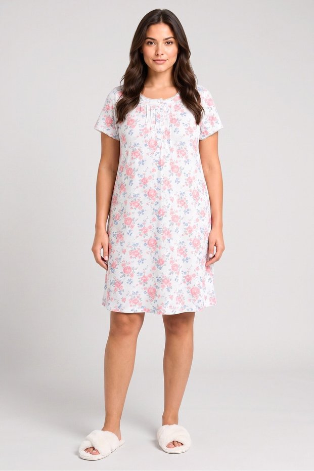 Sophia By Women Floral Print Short Sleeve Sleepwear Dress, Multicolor