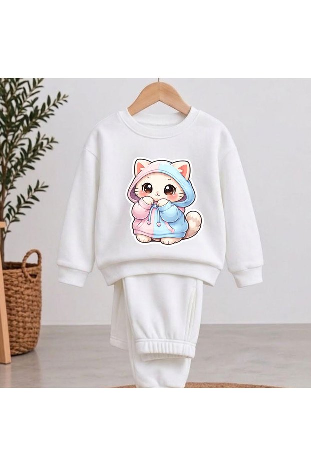 Team Sweatshirt Swaddle Cat Printed Girls Boys Crew Neck