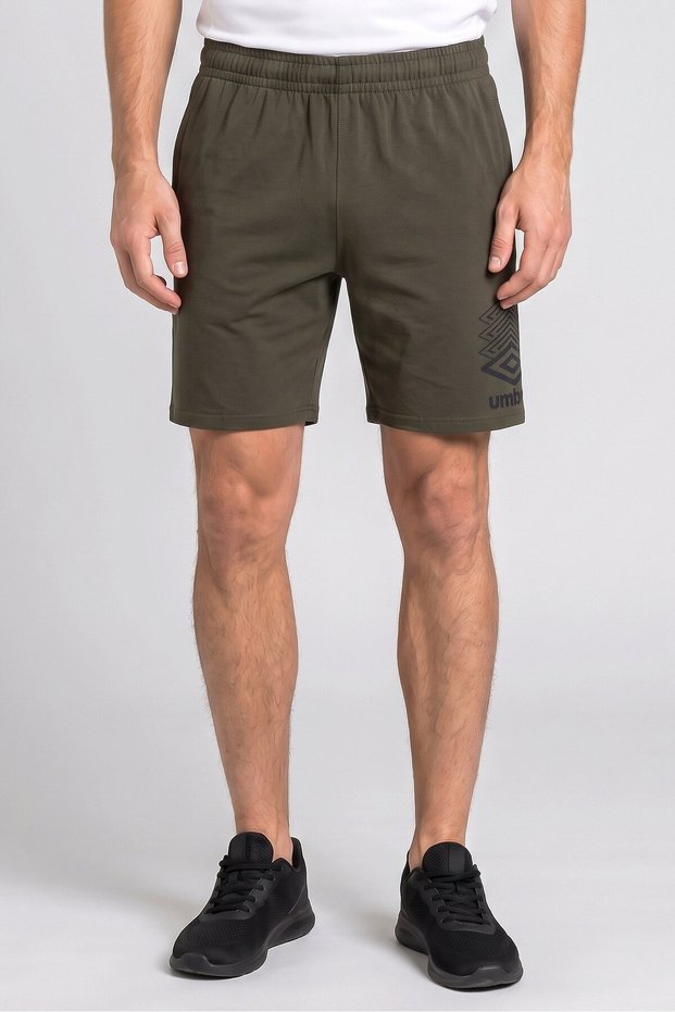 Men Brand Logo Outdoor Shorts, Dark Olive