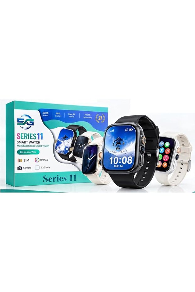 ساعة ذكية ESG Series 11 مع شريحة SIM، شاشة AMOLED مقاس 2.20 بوصة، تدعم شبكات 4G/5G