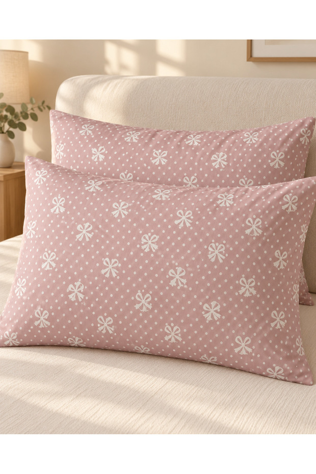 Bowknot Cotton Zippered Pillowcase Set of 2 50X70 cm