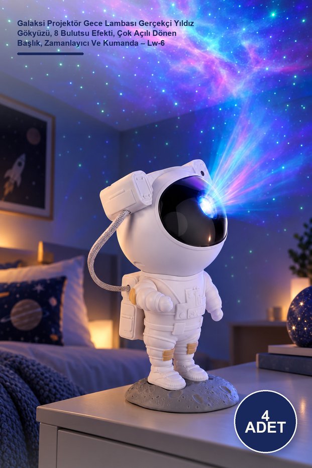 4Pcs Galaxy Projector Night Light Realistic Starry Sky, 8 Nebula Effects, Multi-Angle Rotating Head, Timer and Remote Control – Lw-6