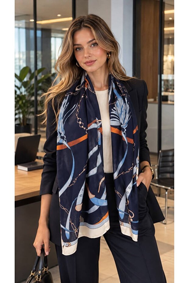 Sal05 Cotton Patterned Women's Shawl 80X180 cm